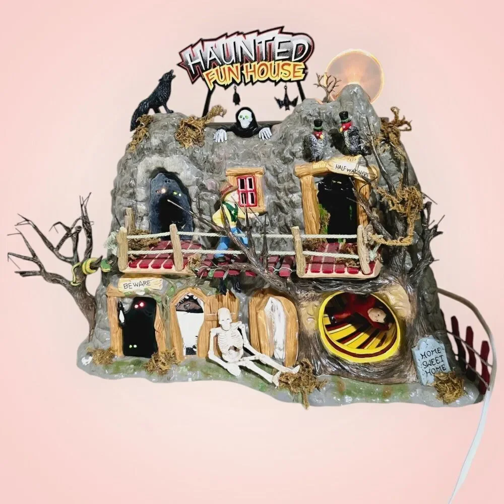 Dept‎ 56 Halloween Haunted Fun House 55094 Boy Spins In Tunnel Lights Up READ